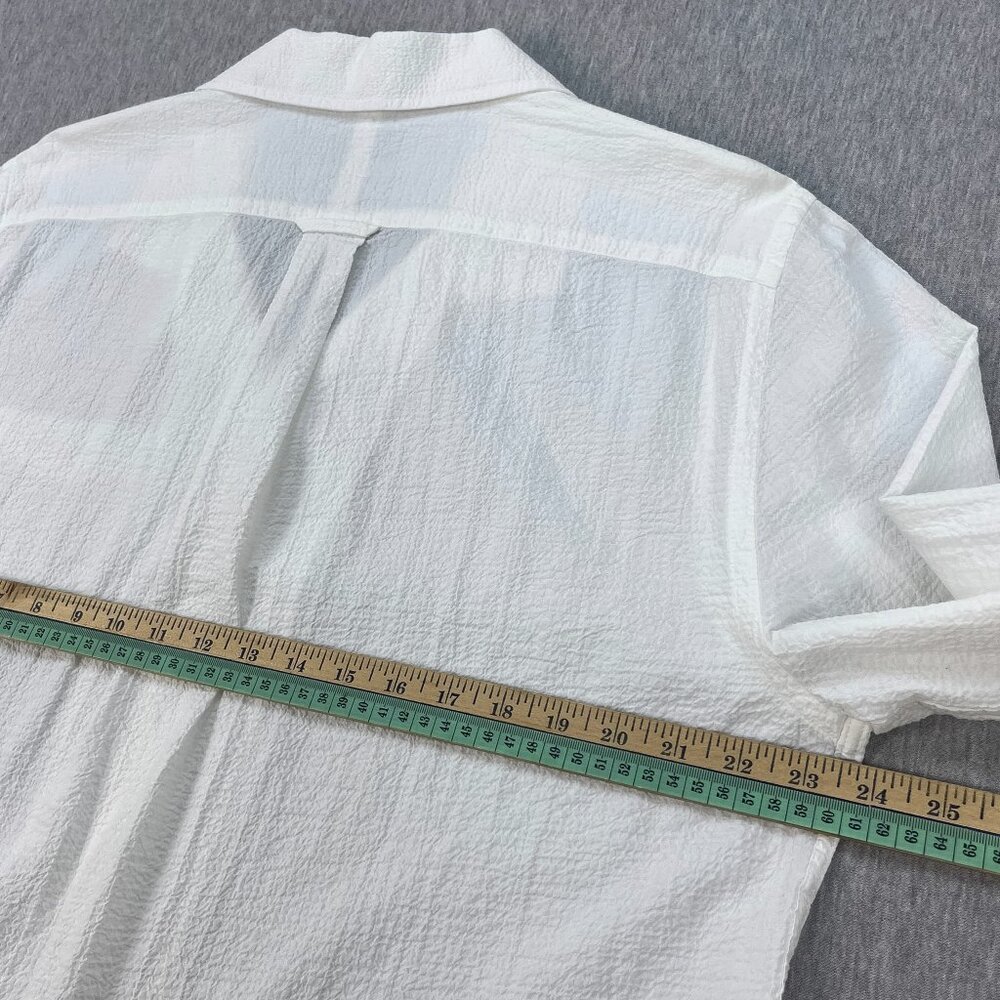 Todd Snyder Portuguese Seersucker Camp Shirt Men L White Loop Collar Long Sleeve - Picture 12 of 15